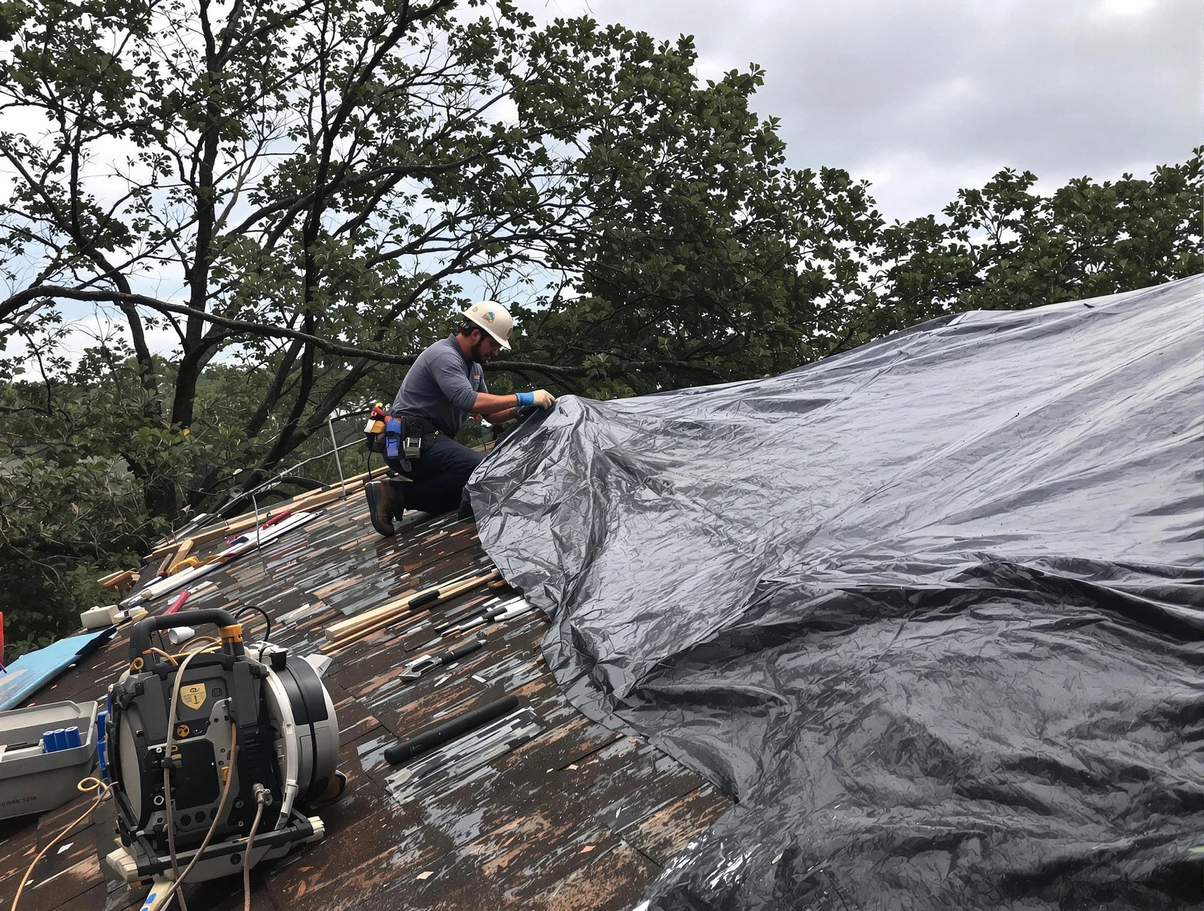 Mentor Roofing Company responding to an emergency roof repair call in Mentor, OH