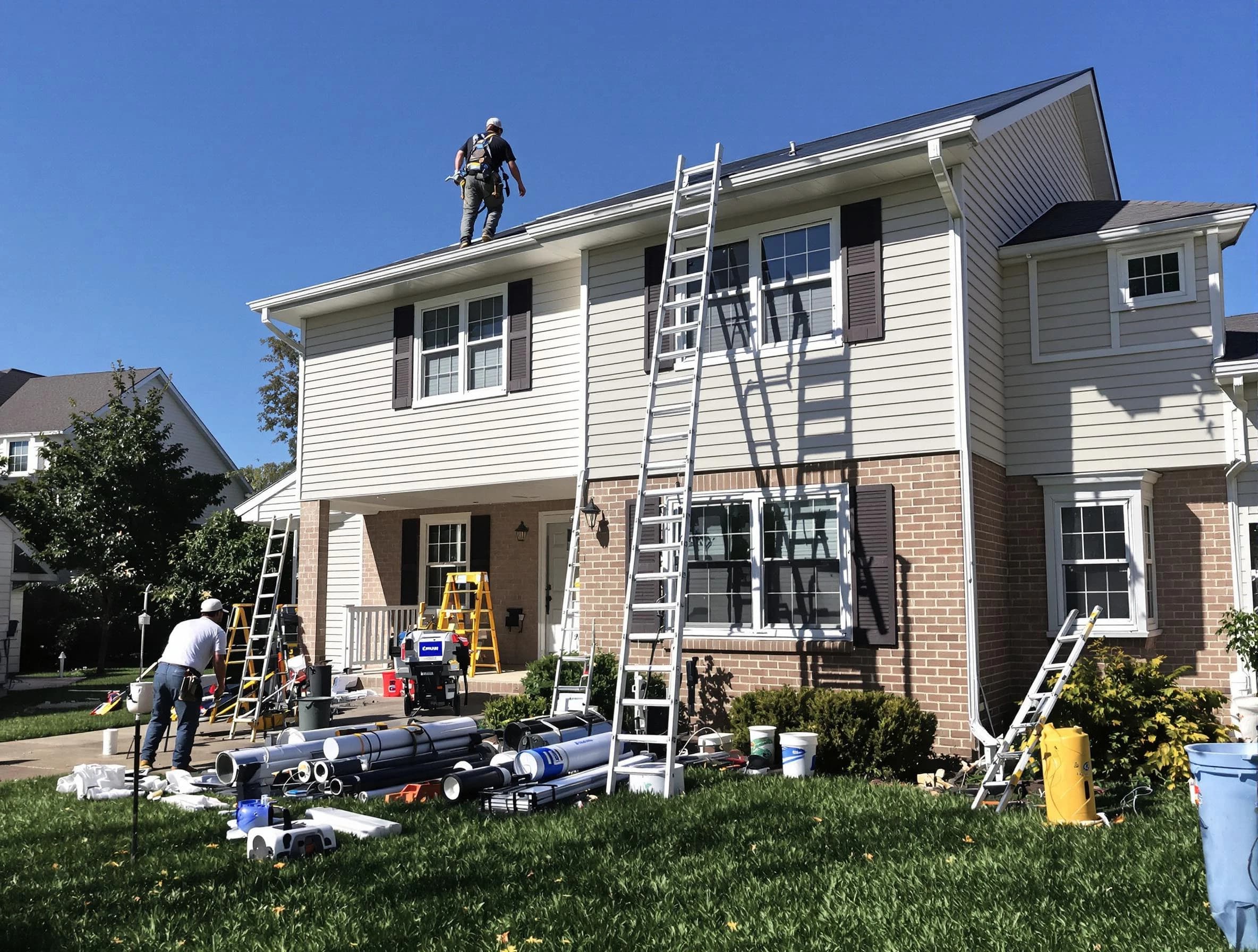 Mentor Roofing Company completing a gutter replacement in Mentor, OH