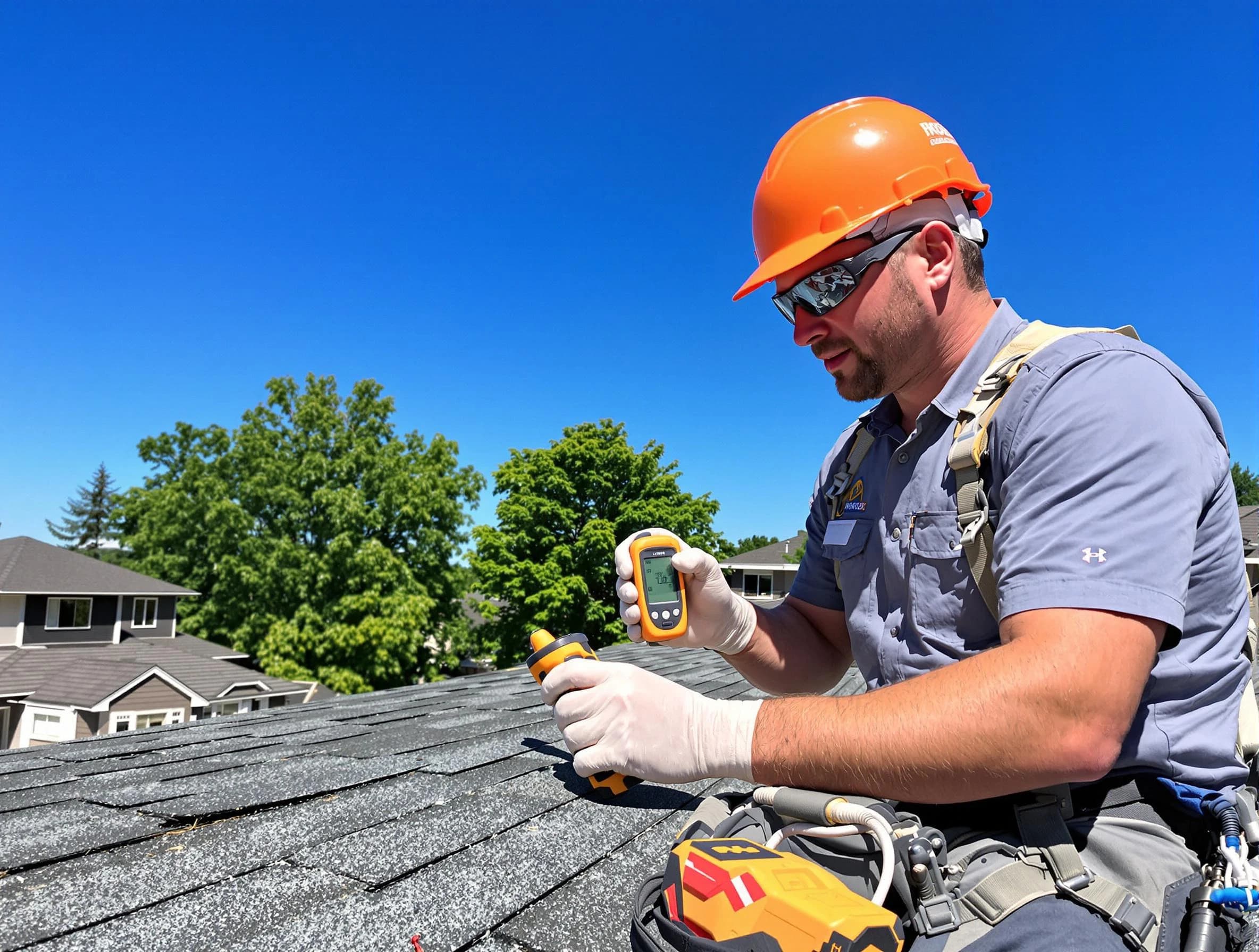 Mentor Roofing Company conducting a roof inspection in Mentor, OH