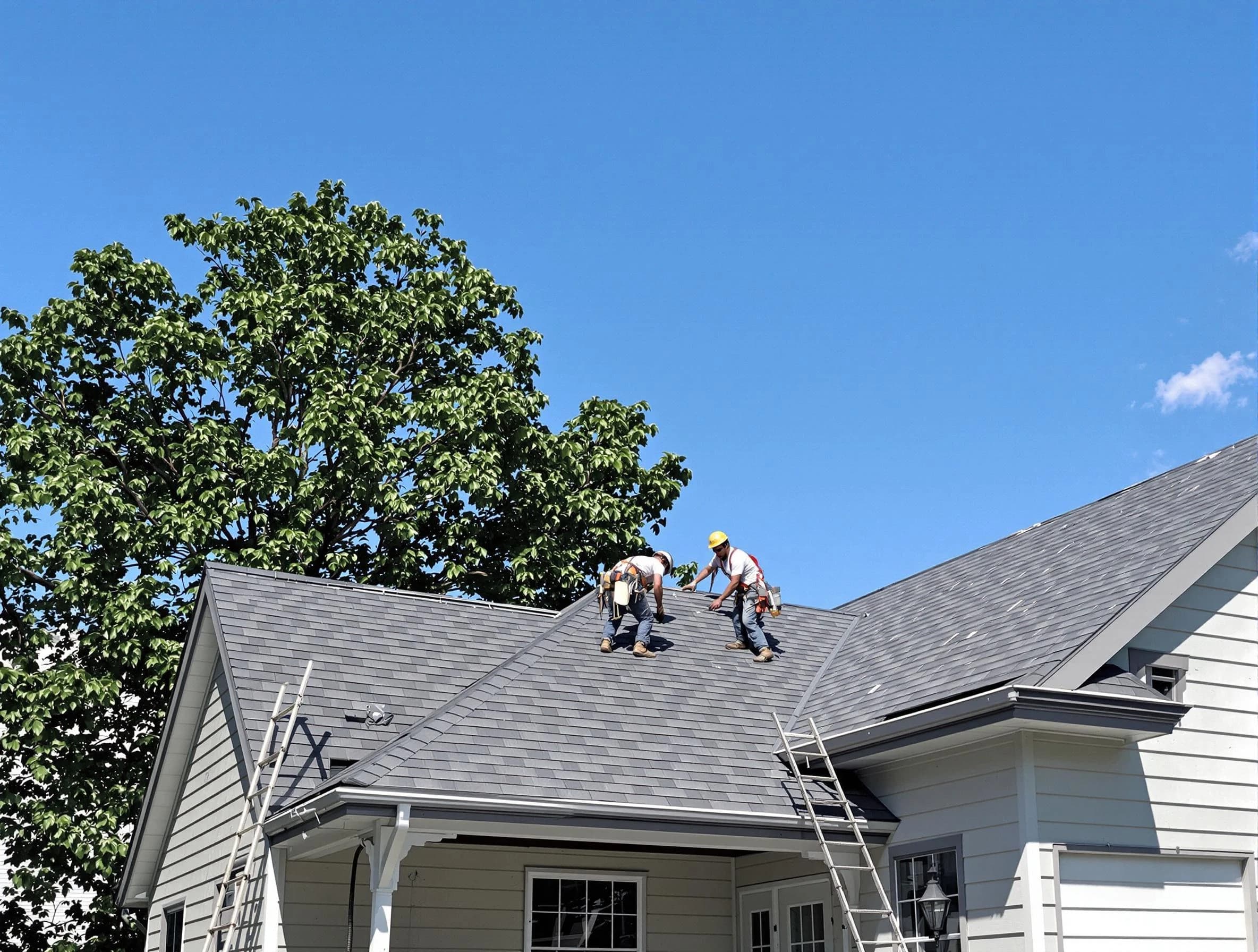 Mentor Roofing Company crew finalizing a roof installation in Mentor, OH