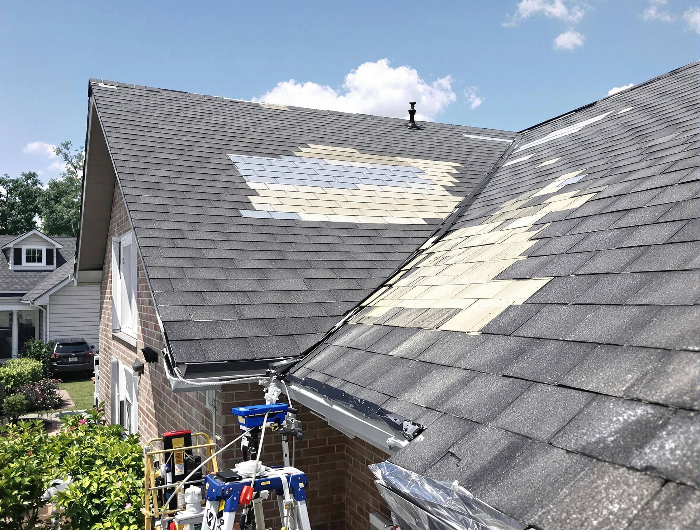 Close-up of roof repairs by Mentor Roofing Company in Mentor, OH