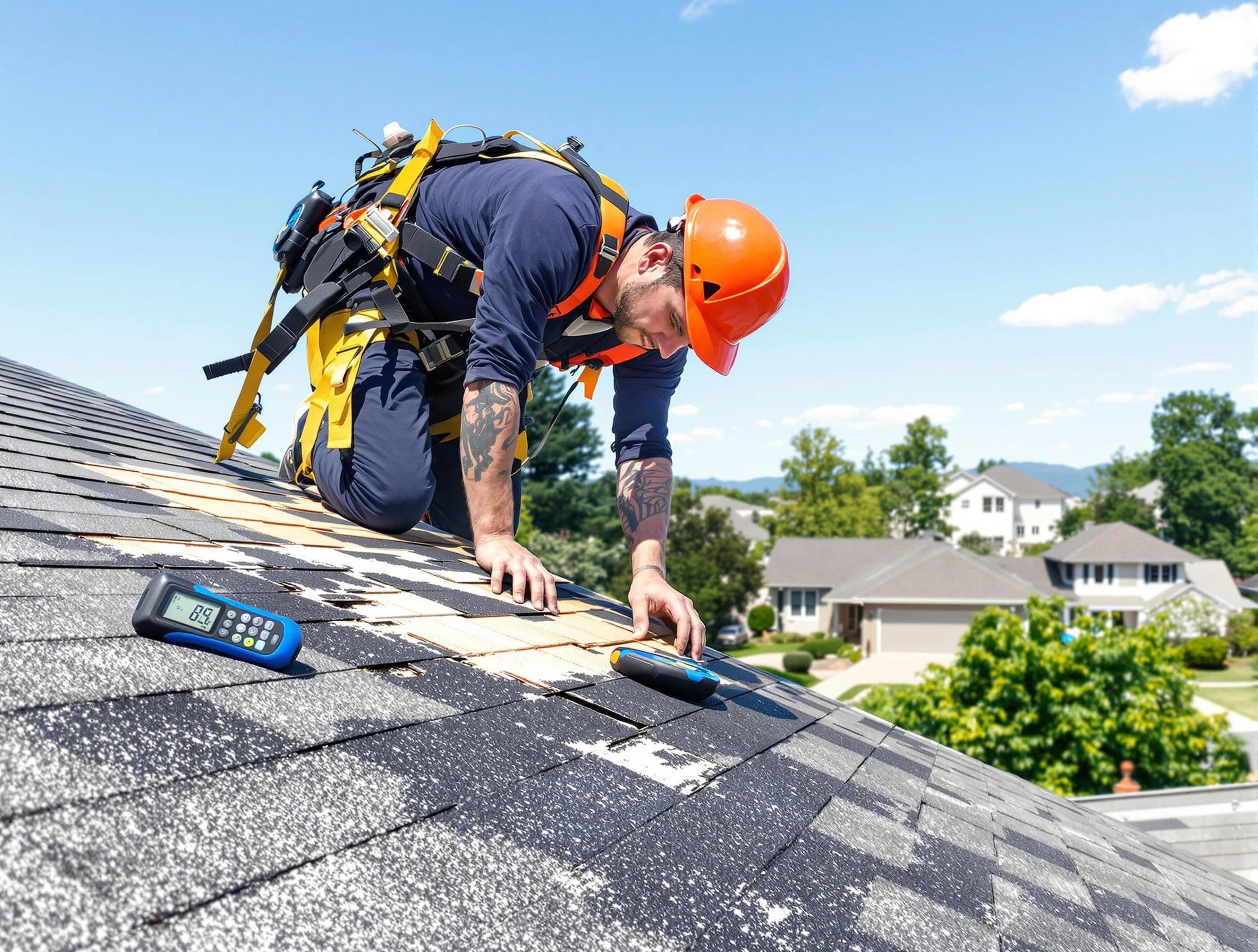 Mentor Roofing Company professional performing roof repairs in Mentor, OH