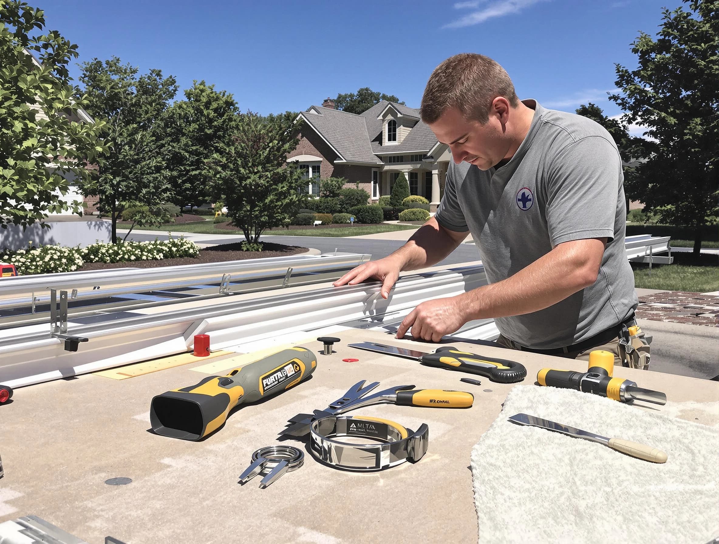 Freshly installed seamless gutter by Mentor Roofing Company in Mentor, OH